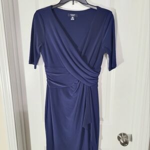 Faux wrap dress mid sleeve with knee length pencil skirt
